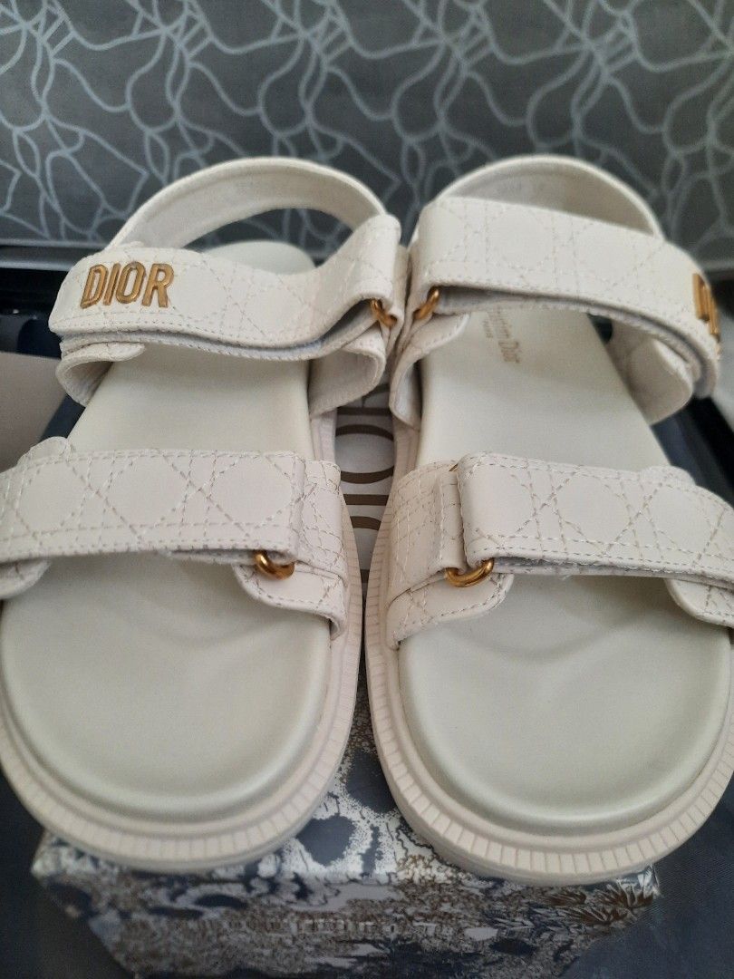 Dior sandals replica (Category: Sandals) located in Quezon City. Submitted by misiamitch (Listing ID 1466846614, Image 1). Description: Dior sandals replica, with box. Brandnew w/ paper bag. size 39.