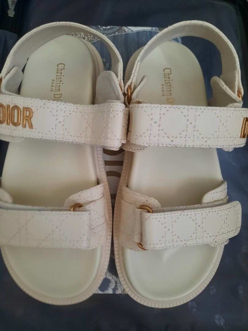 Dior sandals replica (Category: Sandals) located in Quezon City. Submitted by misiamitch (Listing ID 1466846614, Image 2). Description: Dior sandals replica, with box. Brandnew w/ paper bag. size 39.