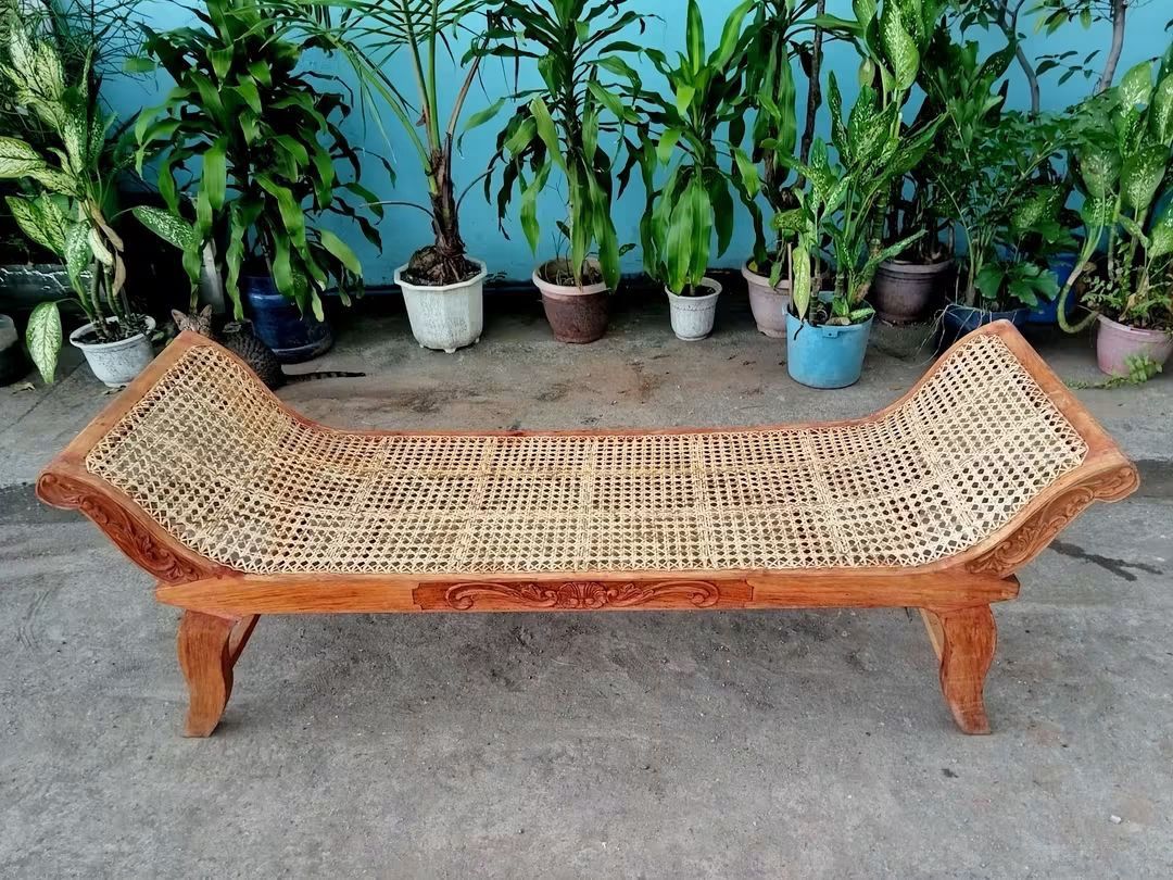 Divan Bench with new solihiya (Category: Sofas) located in Quezon City. Submitted by alex.sabugo01 (Listing ID 1466891495, Image 2). Description: Divan made of solid Narra Wood with newly installed solihiya. Restored and newly varnished. Ready to use. Get it for only P9,950 . Size L73 x W21.5 x SH16 inches.