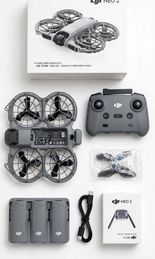 DJI Neo 2 Fly More Combo RC-N3 + Transceiver (Category: Drones) located in Manila. Submitted by spencer2ipad16 (Listing ID 1466866768, Image 1). Description: `DJI Neo 2 Fly More Combo RC-N3 + Transceiver DJI NEO 2 Fly More Combo - 9 Flights ONLY! Includes: - DJI Neo 2 drone (no crash) - 3x batteries + hub - RC-N3 controller - Digital Transceiver (O4) box - Extra props + USB-C cable - Original box Condition: Like new, 9 flights only RFS: Need cash