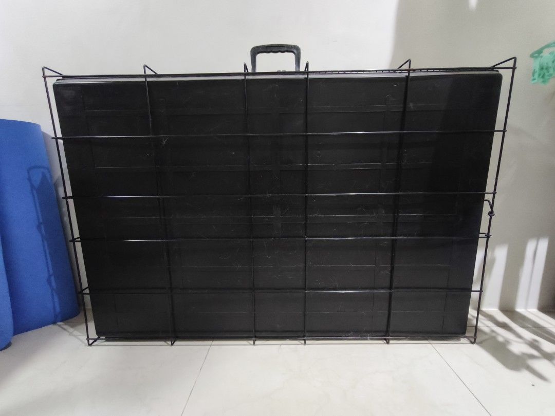 Dog Crate Foldable Pet Cage (Category: Storage Boxes & Baskets) located in Manila. Submitted by mikany (Listing ID 1466819971, Image 2). Description: For sale 4k With removable tray 2 doors (front and side) Space saver - collapsible L41.5 W26 H28 (inches) Loc vito cruz manila.