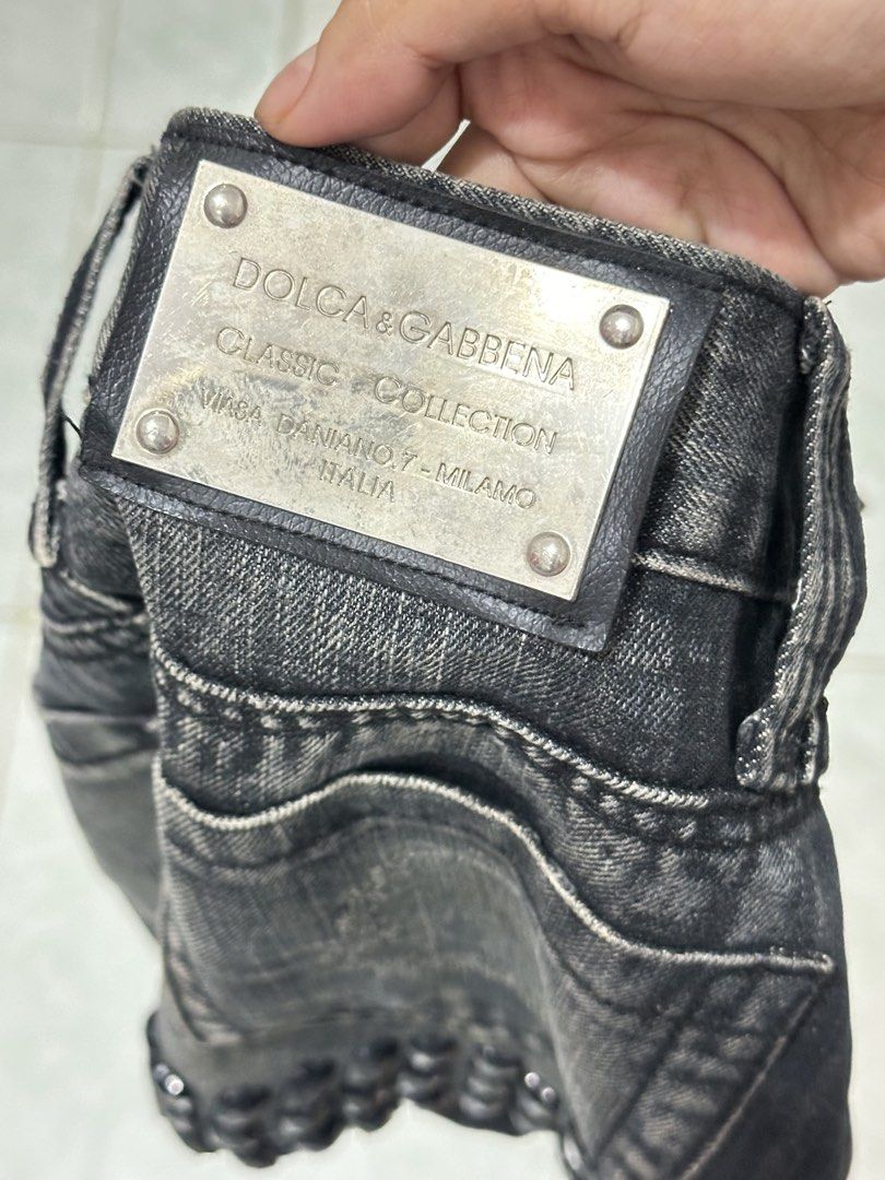 Dolce & Gabbana Y2K Studded Grey Denim Micro Mini (Category: Skirts) located in Cabanatuan. Submitted by calliethrifts (Listing ID 1466899184, Image 3). Description: Dolce & Gabbana Y2K Studded Grey Denim Micro Mini ﹒⟡ 🌺 𝗦𝗜𝗭𝗘 & 𝗗𝗘𝗧𝗔𝗜𝗟𝗦 ⟡﹒ fits 28-29 wl w/ loose embellishments 🫧 price 🦋 mine — 199 (au).