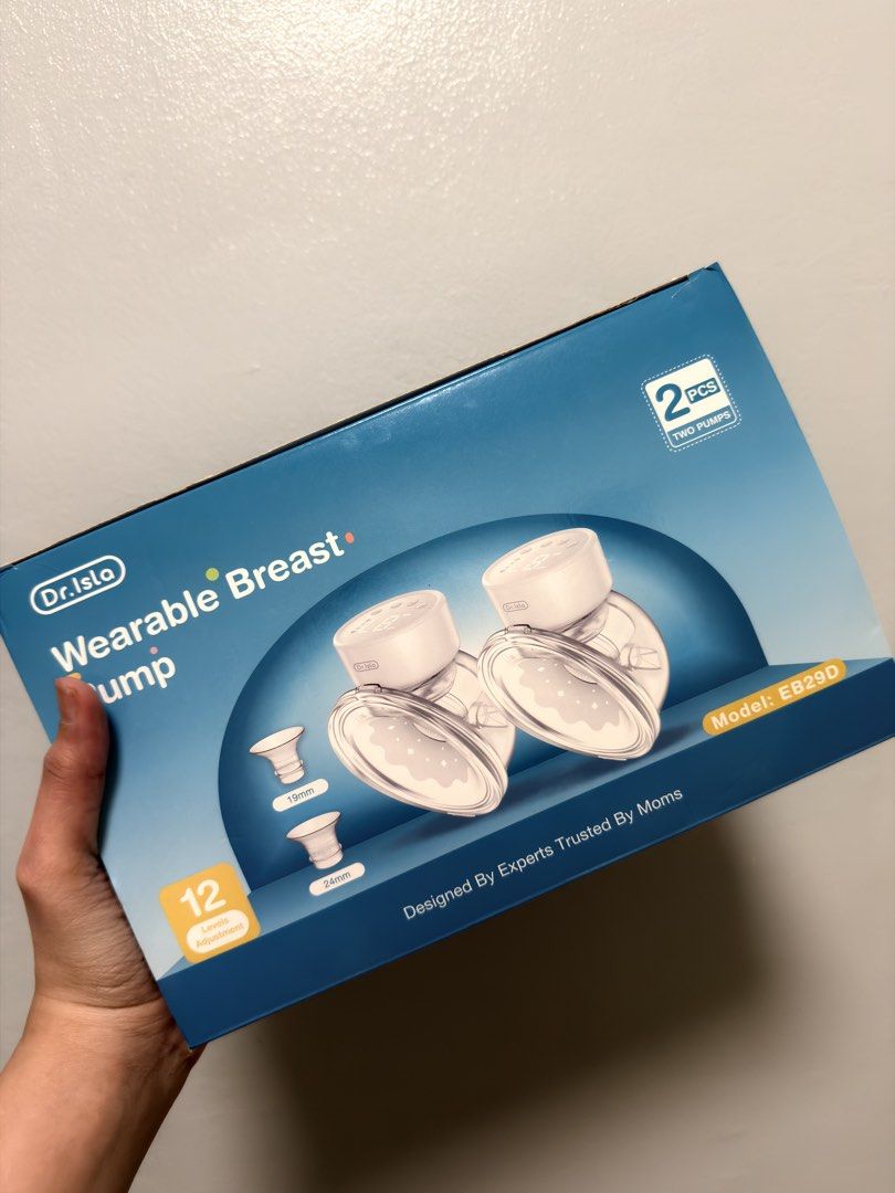 Dr. Isla Wearable Breast Pump EB29D (Category: Breastfeeding & Bottle Feeding) located in Manila. Submitted by agrainbow (Listing ID 1466908129, Image 1). Description: - Brand: Dr. Isla Wearable Breast Pump (Model EB29D) - Condition: No Issue - Inclusion: Dual pumps (2 pieces total) with 12 adjustable levels Complete accessories except for silicone plug na spare, isa nalang nawala na yung isa pa - Storage: Clean and properly stored inside .