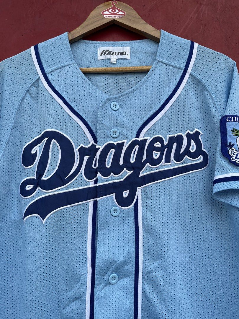 Dragons Japanese Baseball Jersey (Category: Tshirts & Polo Shirts ) located in Cavite. Submitted by thriftniowen (Listing ID 1466795019, Image 2). Description: Dragons Mizuno Japanese Baseball Jersey Size XL Chest: 22 Length: 31 Condition: excellent Flaws: none.