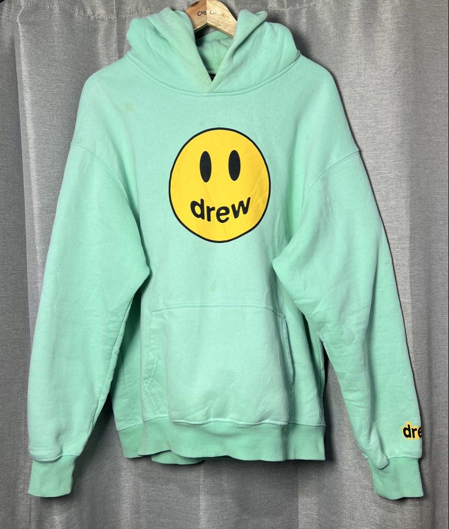 Drew House hoodie! Same justine B (Category: Coats, Jackets and Outerwear) located in General Trias. Submitted by luxfinds2019 (Listing ID 1466911754, Image 2). Description: Drew house hoodie! 999 shipped! Large 23by27.5 Excellent 💯 Lamig sa mata color 🩵💛 No issue Loc laguna Pm.