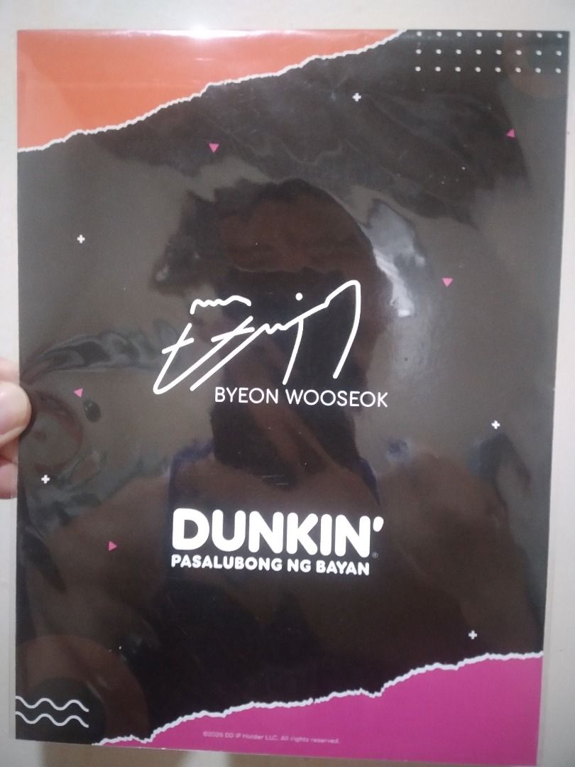 Dunkin donut x Byoon woo seok postcards (Category: K-Wave Merchandise) located in Davao. Submitted by juliboydiaz (Listing ID 1466831986, Image 1). Description: - K-pop idol nine-cut photocard sheet - Features mostly monochrome shots in a white shirt and one color photo in a brown jacket - Printed on high-quality glossy paper - Clean edges with no creases or bends - Stored securely in a protective plastic sleeve - Condition: Like New / Mint.