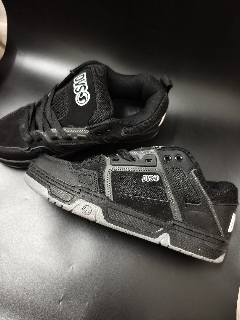 DVS Comanche Black Grey Skate Shoes Size 7.5 (Category: Sneakers) located in Angeles City. Submitted by measaliman02351 (Listing ID 1466925895, Image 2). Description: - Brand/Model: DVS Comanche - Colorway: Black and Grey - Size: US 7.5 Men's - Condition: Great upper condition, minimal wear on treads, no original box - Features: Chunky silhouette, padded tongue, mesh panels for airflow, and durable rubber cupsole - Best for: Everyday casual wear 