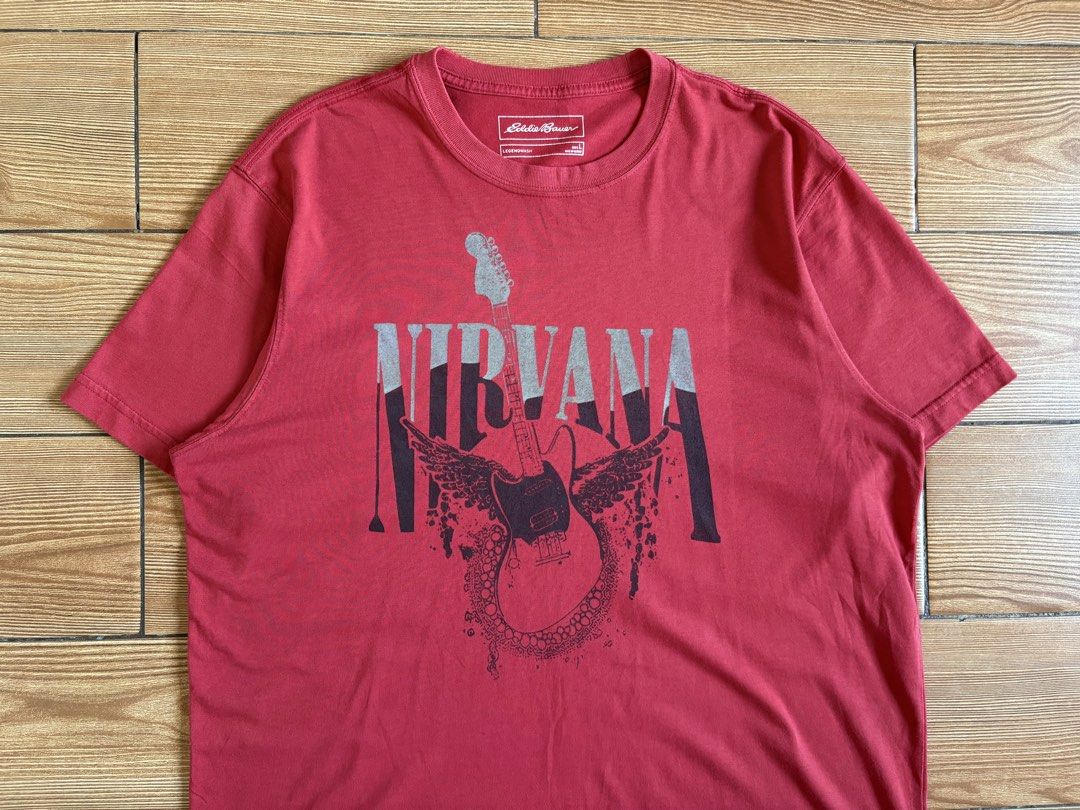 EDDIE BAUER X NIRVANA TSHIRT (Category: Tshirts & Polo Shirts ) located in Baras. Submitted by jnc__apparel (Listing ID 1466899712, Image 2). Description: 🏷️ EDDIE BAUER X NIRVANA TSHIRT 📌 Dimes: 27.5L x 22.5W 📌 Size: Large for men 📌 Condition: Excellent 📌 Color rate: 9.5/10 📌 Issue: None ✅ Washed and ready to wear.