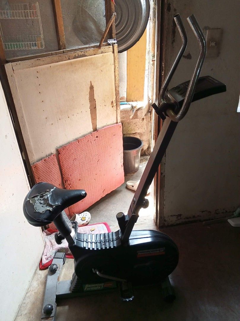 Exercise Bike (Category: Cardio & Fitness Machines) located in Taguig. Submitted by quinn_jhom29 (Listing ID 1466868922, Image 1). Description: - Authentic Benetton Formula 1 stationary exercise bike - Built-in digital monitor on handlebars to track your workout progress - Adjustable resistance to suit your fitness level - Pedals and internal mechanics function normally and smoothly - Cosmetically: Seat cushion is heavily torn on the left side (n
