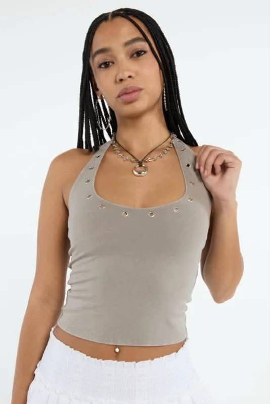 eyelet halter top (Category: Sleeveless) located in Cainta. Submitted by e11ise (Listing ID 1466959626, Image 1). Description: wore once rfs: declutter.