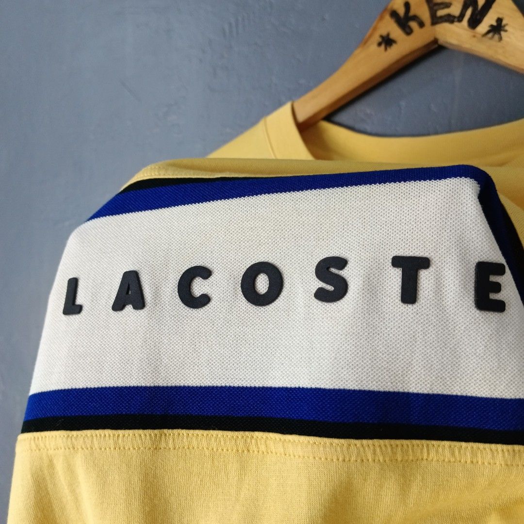 For Men - Lacoste (Category: Tshirts & Polo Shirts ) located in Bacolod City. Submitted by drop.ph (Listing ID 1466864054, Image 3). Description: Lacoste - Chest Panel Logo Authentic *Size S - 19.5x27.5 *Excellent cloth *Small stain *Price: 1,000php *Add SF if outside Bacolod City.