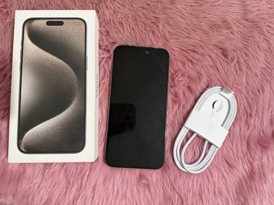 FOR SALE ❣️ IPHONE 15 Pro Max (Category: iPhone 15 Series) located in Quezon City. Submitted by epillejera (Listing ID 1466927502, Image 2). Description: - Model: iPhone 15 Pro Max - Storage: 256GB - Color: Natural Titanium - Condition: Excellent, pristine look with True Tone working (lady owned) - Inclusions: Original box and brand new charging cable - Meetup Locations: SM City North EDSA or Gateway Tower 2 - RFS: Upgrade - Price still negotiabl