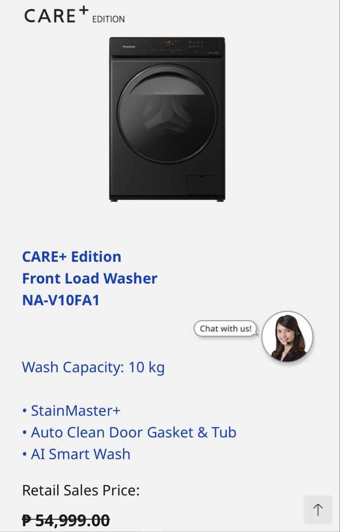 FOR SALE PANASONIC FRONT LOAD WASHING (Category: Washing Machines and Dryers) located in Caloocan City. Submitted by arv14 (Listing ID 1466781897, Image 2). Description: For Sale Panasonic Front Load Washing NA-V90FA1 9kg 33,999 NA-V10FA1 10kg 36,999 NA-V115FW1 11.5kg 40,999 NA-S056FR1 10.5/6kg 41,999 1 Year Warranty for parts and service Must be check by panasonic authorized service center only Pm for more info Thank you admin.