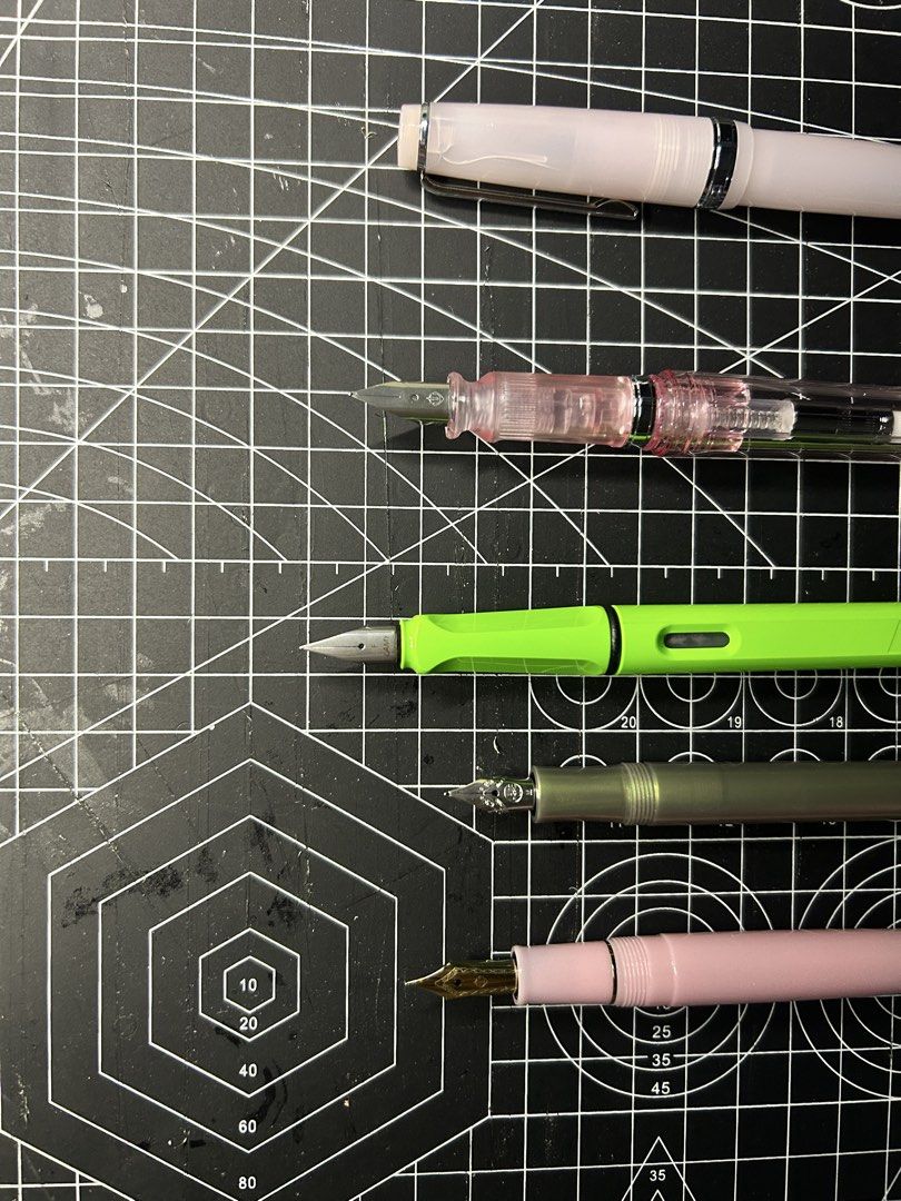 Fountain Pens Sailor LAMY Kaweco (Category: Stationery & School Supplies) located in Marikina City. Submitted by _cal06 (Listing ID 1466939754, Image 2). Description: FOUNTAIN PENS DESTASH RFS: funding for other hobbies 1. Jinhao FREEBIE - if you buy 2 pens! :)) 2. Sailor TUZU Adjust Fountain Pen in the Glassy Crystal Cherry MEDIUM - Orig price : ₱ 2,000 - Selling Price : ₱ 1,599 3. LAMY Safari Fountain Pen in a bright green / lime green color FI