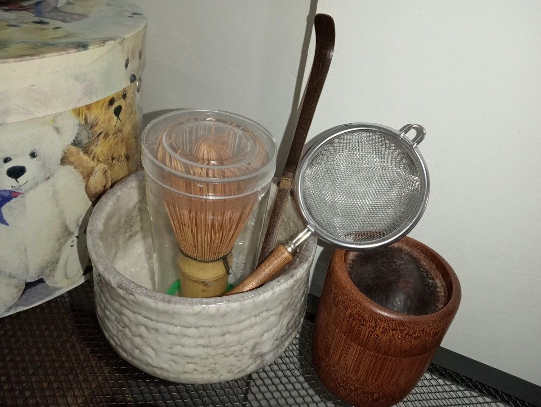MATCHA SET TAKEALL (Category: Coffee & Tea Tableware) located in Kawit. Submitted by gieclutter (Listing ID 1466794934, Image 2). Description: Flakers and joy reservers are 𝗻𝗼𝘁 𝗮𝗹𝗹𝗼𝘄𝗲𝗱 Actual photos All sales are final—no returns, exchanges, or refunds 𝗖𝗢𝗡𝗗𝗜𝗧𝗜𝗢𝗡: ・𝗟𝗡 ・matcha whisk once lang nagamit ・sifter & Spoon (New) ・solid Bamboo Tea Caddy (kakuha ko lang sa Supplier) ・FREE Matcha bowl (crazing design) ・IF Retail naman, c