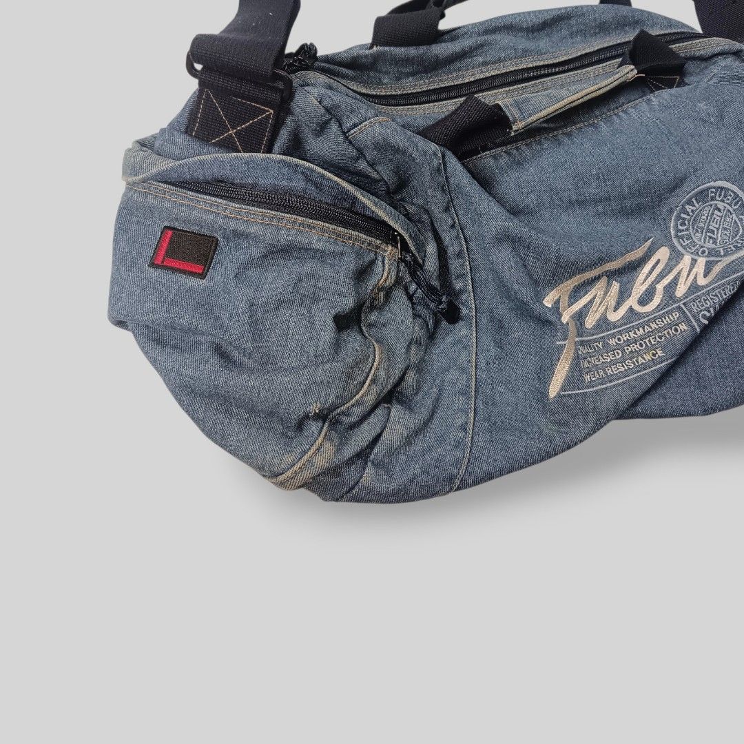 Fubu Denim Dupple Bag (Category: Luxury Bags & Wallets) located in Davao. Submitted by thriftbuddy (Listing ID 1466810189, Image 2). Description: verygood condition 9/10 colorate sign of usage see photos for dimensions & details still presentable to wear.