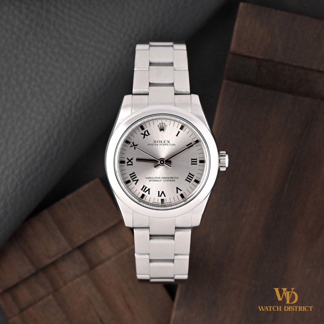 Full Set 31mm Rolex Oyster Perpetual 177200 Silver Roman Numeral Baton Dial M Series July 2008 (Category: Watches) located in Singapore. Submitted by watchdistrict (Listing ID 1466826011, Image 1). Description: 🕘 WATCH DISTRICT UPDATE 🕘 Join us for latest stocks update: https://watchdistrict.store/tg Rolex Oyster Perpetual 177200 Price: SGD $6,588 Watch Reference: 31mm Rolex Oyster Perpetual 277200 WD Stock Number: FP11809 Dial Type / Colour: S