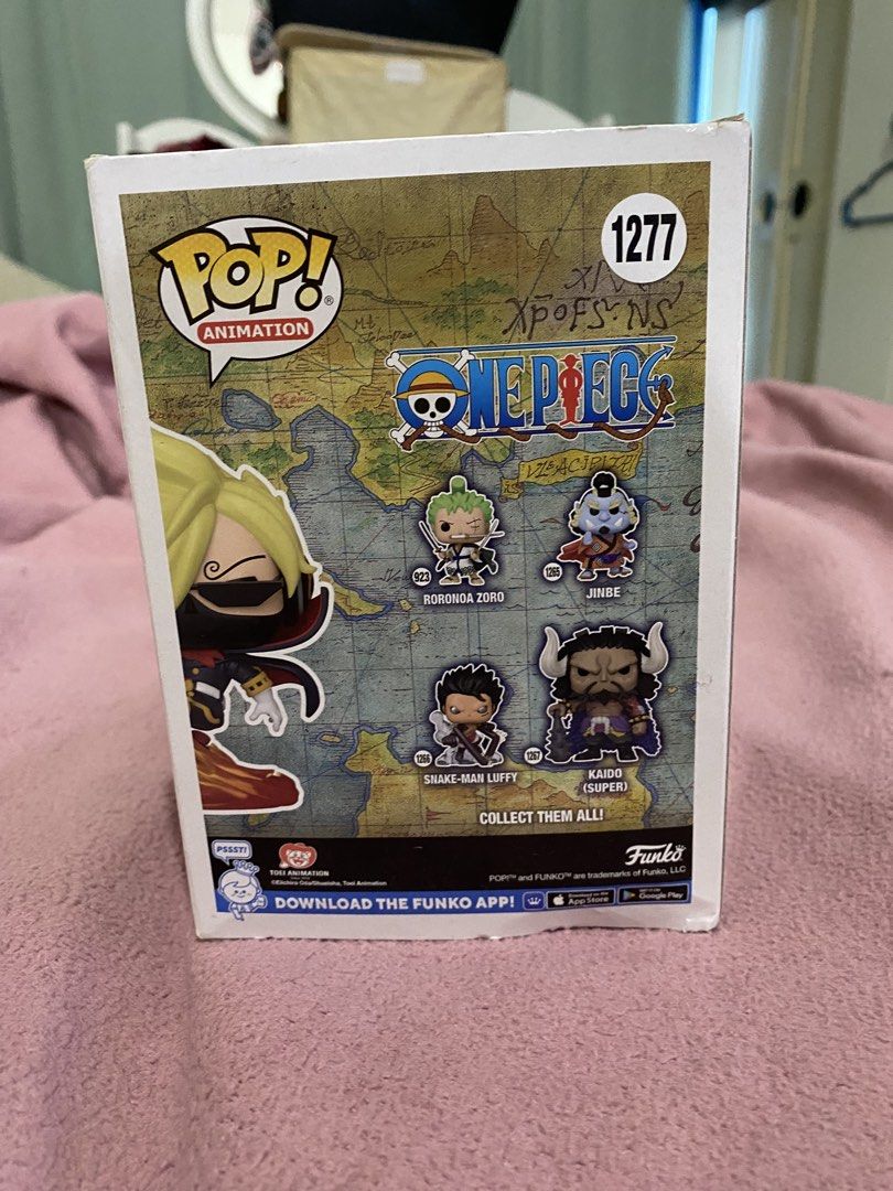 Funko Pop | Soba Mask Sanji #1277 (Category: Figurines & Statues) located in Manila. Submitted by autumnalhymns (Listing ID 1466796889, Image 3). Description: ⭐️ lacks a clear box, hence the dents on the figurine's actual box ⭐️ reason for selling: decluttering and also getting rid of my ex's old gifts. — 🌕 mode of payment: gcash only! no cod. 🌕 buyer will shoulder shipping fee! 🌕 mode of delivery: lalamove / j&t express..