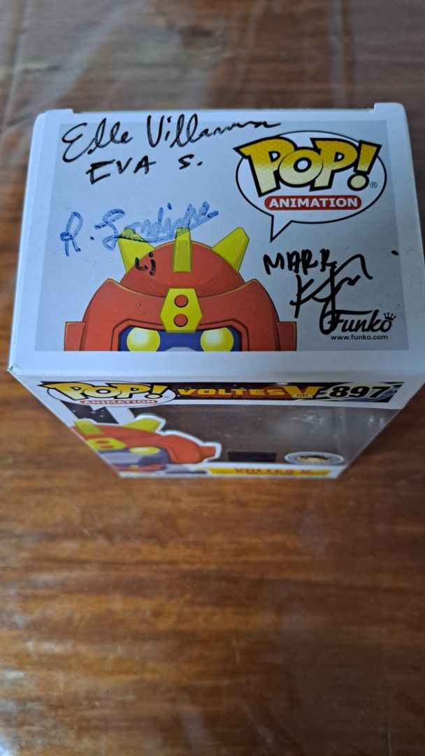 Funko Pop Animation Voltes V 897 with Signed Box & Poster (Category: Designer & Blind Box Toys) located in Quezon City. Submitted by hersheejubilo (Listing ID 1466902389, Image 3). Description: - Voltes V #897 Funko Pop figure in original box - Box signed by main cast members: Elle Villanueva, Eva S., Radson Flores, Martin Del Rosario, and more - Includes a large, official Voltes V Legacy promotional poster - Poster also features matching cast au