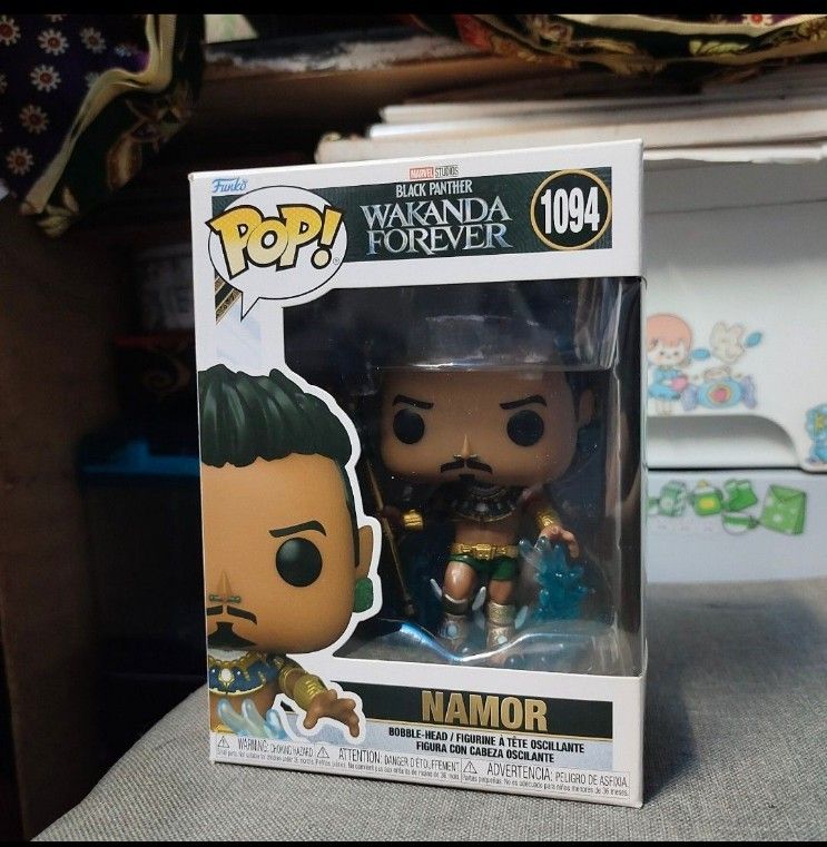 Funko Pop Namor Wakanda Forever 1094 (Category: Figurines & Statues) located in Quezon City. Submitted by dncpreloved (Listing ID 1466885680, Image 1). Description: - Character: Namor from Marvel's Black Panther: Wakanda Forever - Item Number: 1094 - Type: Bobble-head vinyl figurine - Condition: Brand new, unopened, and in good overall box condition.