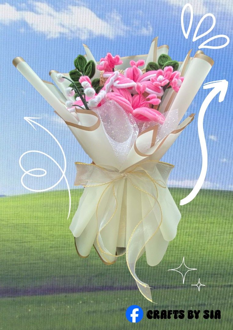 Fuzzywire bouquet (Category: Flowers & Bouquets) located in Zamboanga. Submitted by shopatcraftsbysia (Listing ID 1466797136, Image 1). Description: 3 flowers, 5 fillers! handmade flowers.
