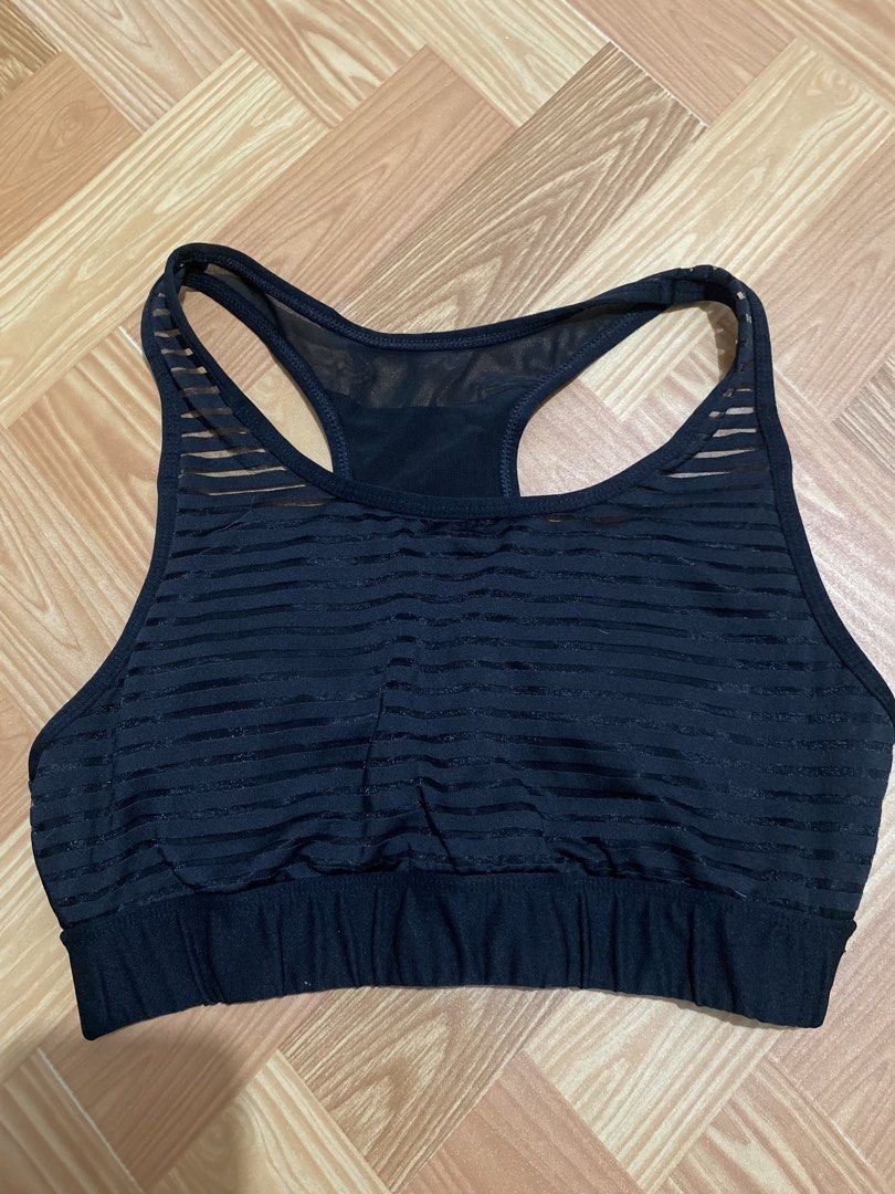 George Active Black Sports Bra Size M (Category: Activewear) located in Manila. Submitted by zapitup (Listing ID 1466966977, Image 1). Description: - Brand: George Active - Size: Medium (M) - Color: Classic Black - Design: Stylish horizontal stripe front with breathable racerback mesh detailing - Support: Secure elastic underband for high-impact workouts - Ideal for: Gym, running, and everyday activewear.