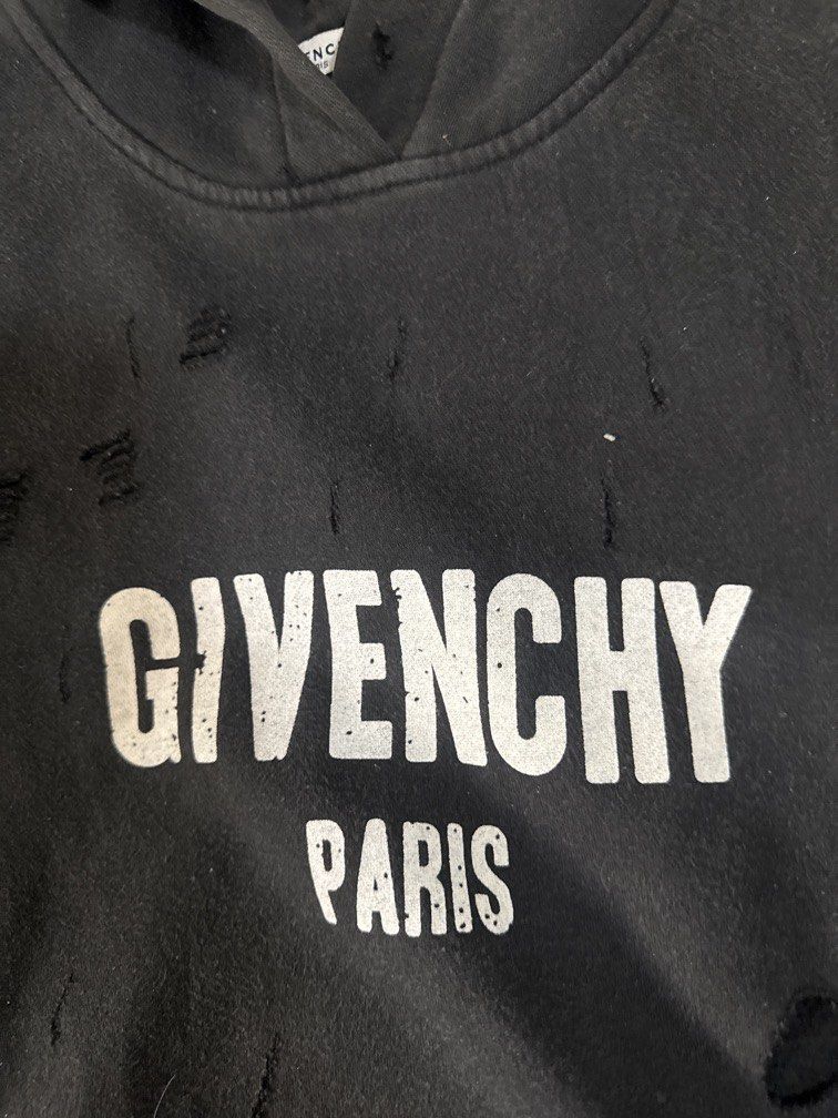 GIVENCHY DISTRESSED BLACK HOODIE (Category: Toilet Training) located in Angeles City. Submitted by migs_font29 (Listing ID 1466781564, Image 2). Description: nice.