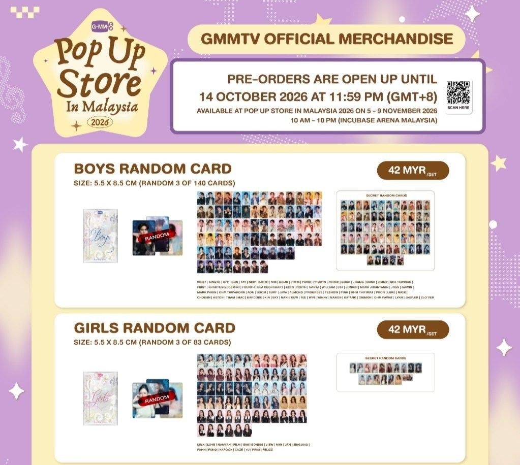 Random Skils GMMTV Pop Up Store 2026 Random Photocard , Toys & Collectibles, Fan ...