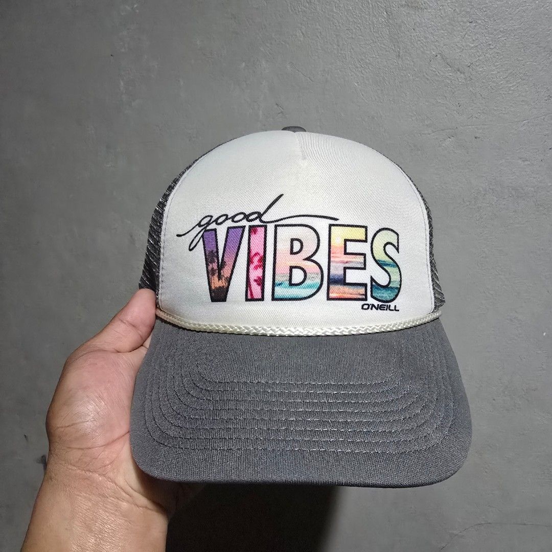 Good Vibes Oneill Net Cap (Category: Caps & Hats) located in Quezon City. Submitted by SuotKalyeManila (Listing ID 1466791965, Image 2). Description: Manage your expectations ukay ukay caps po ito at hindi po brand new pero minsan mga flaws pero wearable naman ang presyo po ay depende sa kondisyon ng cap Condition: Excellent Size: One Size Fits All Color Rate: 9.5/10 No Issue Laba na po and ready to wear pm for details .