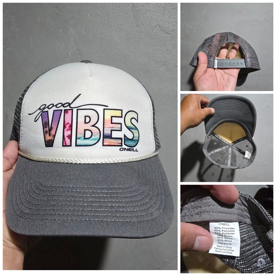 Good Vibes Oneill Net Cap (Category: Caps & Hats) located in Quezon City. Submitted by SuotKalyeManila (Listing ID 1466791965, Image 1). Description: Manage your expectations ukay ukay caps po ito at hindi po brand new pero minsan mga flaws pero wearable naman ang presyo po ay depende sa kondisyon ng cap Condition: Excellent Size: One Size Fits All Color Rate: 9.5/10 No Issue Laba na po and ready to wear pm for details .