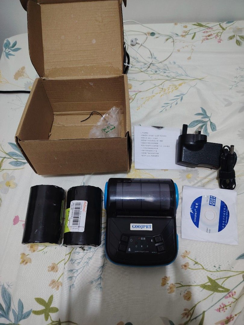 GOOJPRT MTP-3 Portable Thermal Printer with Accessories (Category: Printers, Scanners & Copiers) located in Makati City. Submitted by jayclutter0976004 (Listing ID 1466903167, Image 3). Description: - GOOJPRT MTP-3 thermal printer for on-the-go receipt and label printing - Compact design with hassle-free Bluetooth setup - Excellent working condition - Complete bundle includes power adapter, driver CD, and manual - Includes 2 thermal paper rolls t