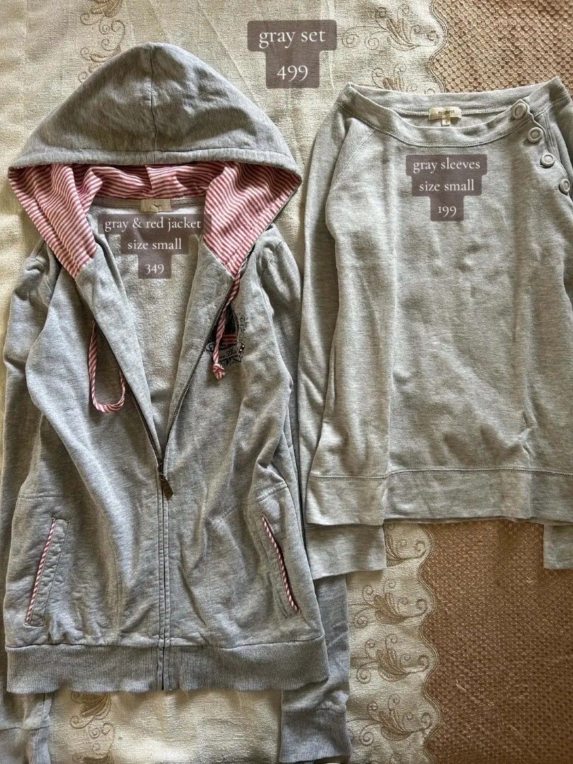 Gray tops for women (Category: Coats, Jackets and Outerwear) located in Baguio. Submitted by vryss.bxtique (Listing ID 1466912766, Image 1). Description: check pictures for details and prices.
