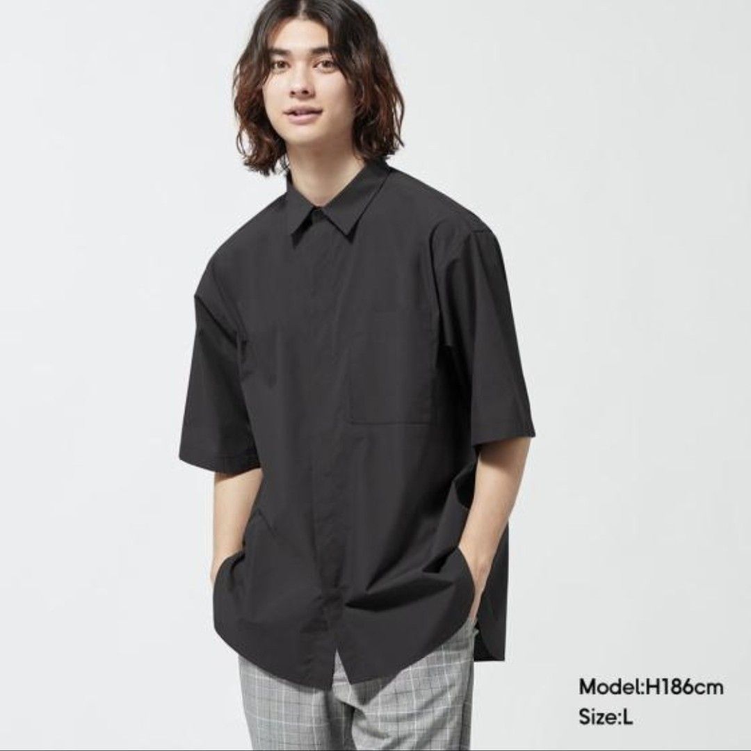 GU Broadcloth Oversized Shirt (Half-Sleeve) (Category: Formal Shirts) located in Iloilo. Submitted by mnky.bsns03 (Listing ID 1466889143, Image 2). Description: 9.5/10 Color rate No Issues 30 Length 23 Width.