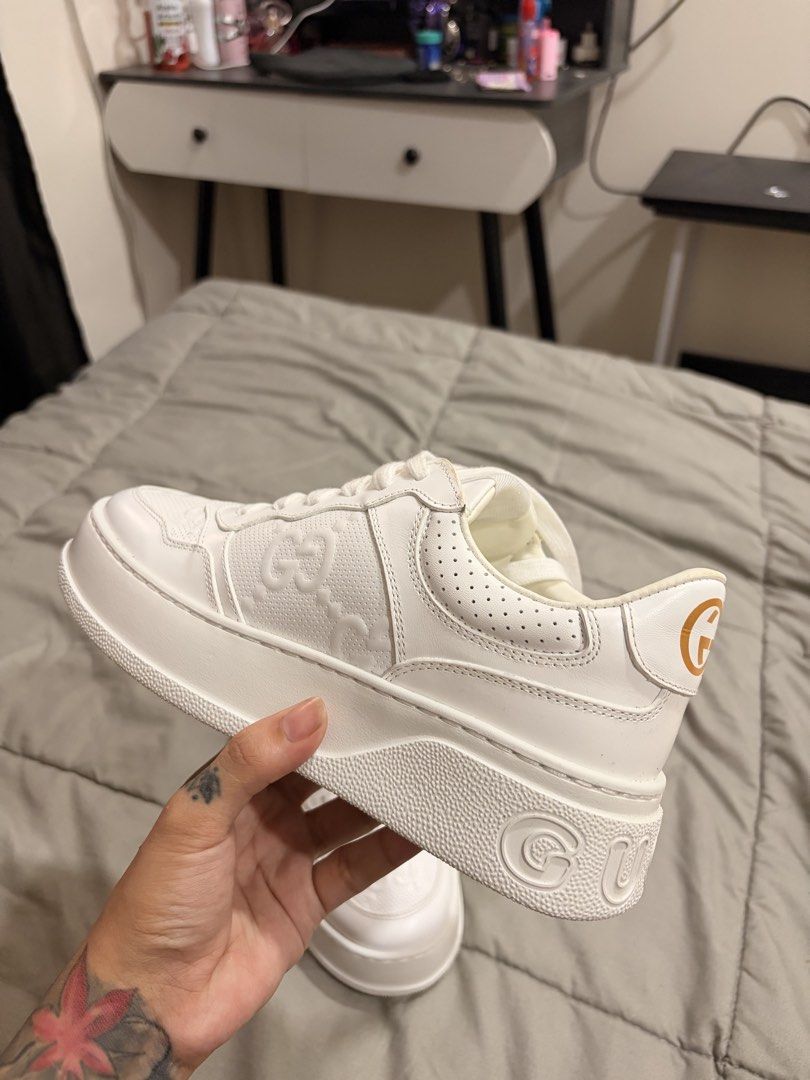 Gucci Embosed Authentic (Category: Sneakers) located in Las Pinas. Submitted by ayee_mami (Listing ID 1466774354, Image 2). Description: Gucci Embosed Authentic. Brandnew comes with paper bag itself Size : 38 US for women RFS : need funds Location : Bacoor Cavite Molino 4 .