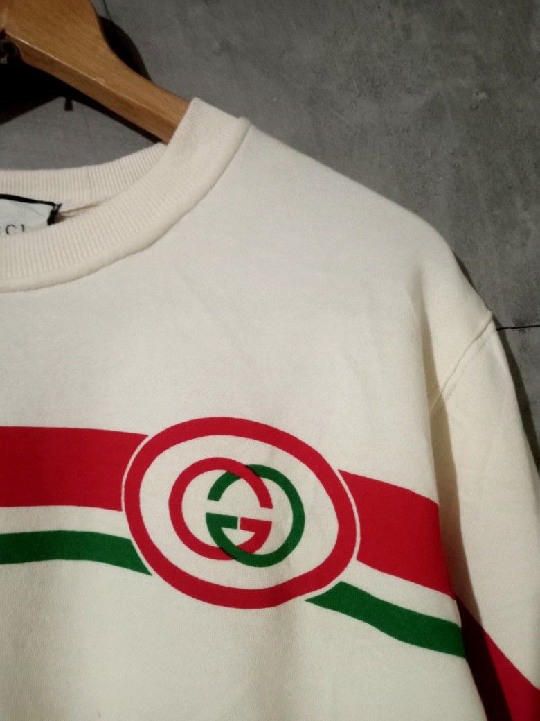 Gucci Sweatshirt (Category: Coats, Jackets and Outerwear) located in Manila. Submitted by boldfalcon.38de78 (Listing ID 1466776128, Image 2). Description: Gucci Sweatshirt A new Condition Size L W -22 ' L -25 10/10 color rate No issue Davao city Gcash payment J&T Courier php 850 + sf DM 💌.
