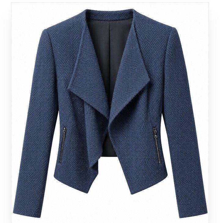 Halogen Shawl Collar Open Knit Blazer (Category: Coats, Jackets and Outerwear) located in Quezon City. Submitted by akosiluna44 (Listing ID 1466880831, Image 1). Description: EUC Double lining GOOD CONDITION, NO ISSUE xxs/p on tag but can fit up to medium knit/tricot woven meaning this blazer is made from warp-knitted fabric with a smooth face and a textured, ribbed back With 2 zippered front pockets double lining 100% POLYESTER 51% COTTON 49% po