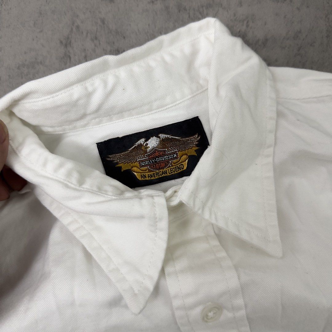 Harley Davidson Button Up Polo Sleeve White (Category: Formal Shirts) located in Aroroy. Submitted by 2kjoma (Listing ID 1466884076, Image 3). Description: 23.5x33 P2500+ up on other stores.