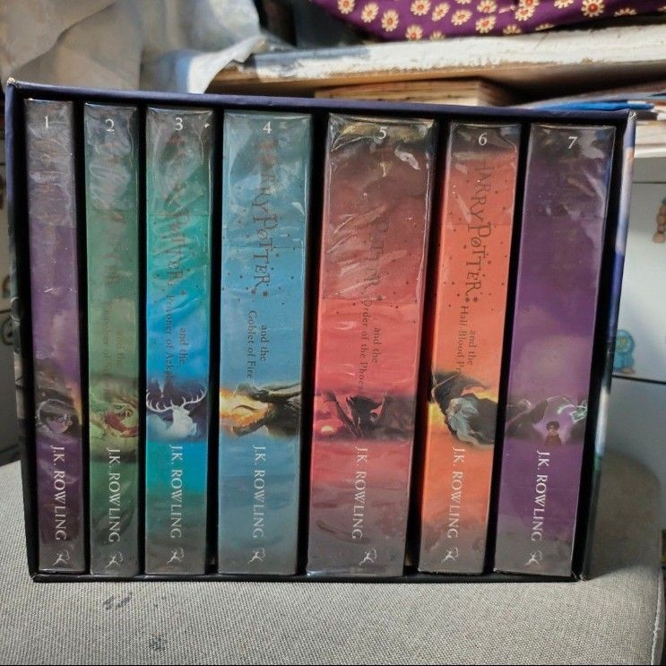 Harry Potter The Complete Collection Box Set J.K. Rowling (Category: Storybooks) located in Quezon City. Submitted by dncpreloved (Listing ID 1466883950, Image 1). Description: - Complete 7-book Harry Potter paperback series with original storage box - Books 1 to 5 are plastic wrapped - Original storage box included (has minor wear at one corner) - Ideal for collectors or anyone starting their magical reading journey.