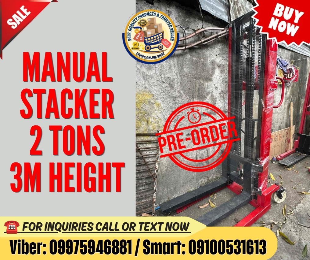 Heavy Duty Manual Stacker 2 Tons and 3M Lifting Height (Category: Everything Else Others) located in Manila. Submitted by marielhyn-09975946881 (Listing ID 1466843385, Image 1). Description: 🔥 SALE! SALE! SALE! SALE! 📍 HURRRYYYY UUPPPPP!!! GET LESS DISCOUNT! 🌏 We Can Deliver Nationwide 👉 AP Cargo, LBC & Lalamove- door to door (🛳️ Sea /✈️ Air Freight) ✅ 💯 Guaranteed Seller ✅ Good Quality Products ✅ 💯 Legit Distributor ✅ Complete Permits ✅ 1