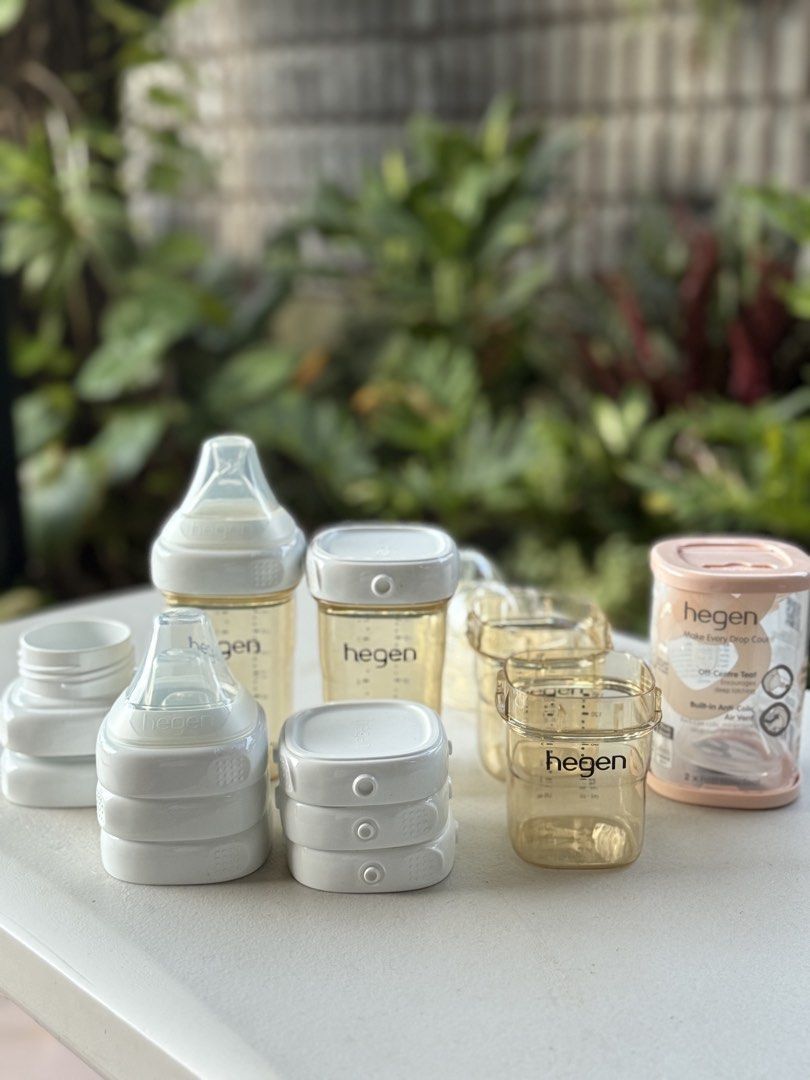 Hegen PPSU Feeding Bottles and Storage Containers Set (Category: Breastfeeding & Bottle Feeding) located in Paranaque City. Submitted by jenninahjo (Listing ID 1466879784, Image 1). Description: - Authentic Hegen baby bottles and storage containers bundle - 2 8oz and 2 5oz bottles - 4 storage lid - 4 nipple and teat cover - 2 wide neck adaptor - Includes multiple sizes of durable square PPSU bottles - Comes with white lids, nipples, extra storage