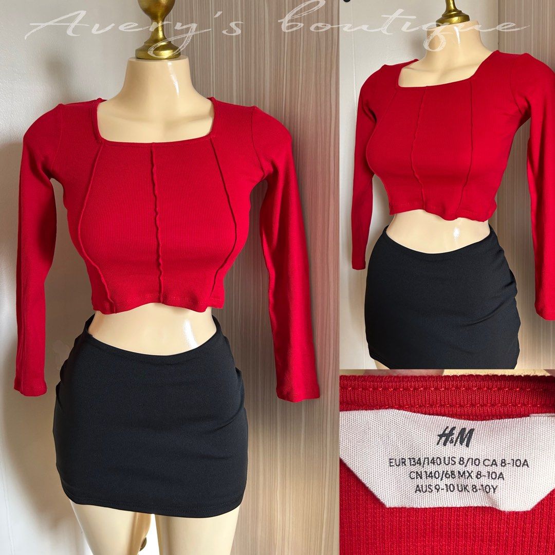 H&M red long sleeve top - XXS (Category: Longsleeves) located in Quezon City. Submitted by averysboutiqueonfb (Listing ID 1466774488, Image 1). Description: ‼️PRICE IS NOT NEGOTIABLE‼️ 📍Location: Munoz,Quezon city. 🧾MOP: Gcash/BDO/Maya/Maribank 🚚MOD: J&T/Lalamove Please manage expectations — all items are thrifted and have already been washed before posting. Some pieces may have minimal flaws such as washable stains,loose threads,small damages