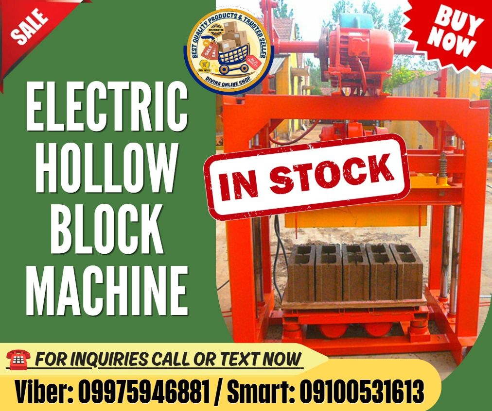 Hollow Brick Machine Semi Automatic Concrete Block Making Machine for Construction (Category: Everything Else Others) located in Manila. Submitted by marielhyn-09975946881 (Listing ID 1466877689, Image 1). Description: 📍HURRRYYYY!!! BUY NOW!!! & GET LESS DISCOUNT 📍WE'RE ON SALE ❗️ 🌏 We Can Deliver Nationwide 👉 AP Cargo, LBC & Lalamove- door to door (🛳️ Sea /✈️ Air Freight) ✅ 💯 Guaranteed Seller ✅ Good Quality Products ✅ 💯 Legit Distributor