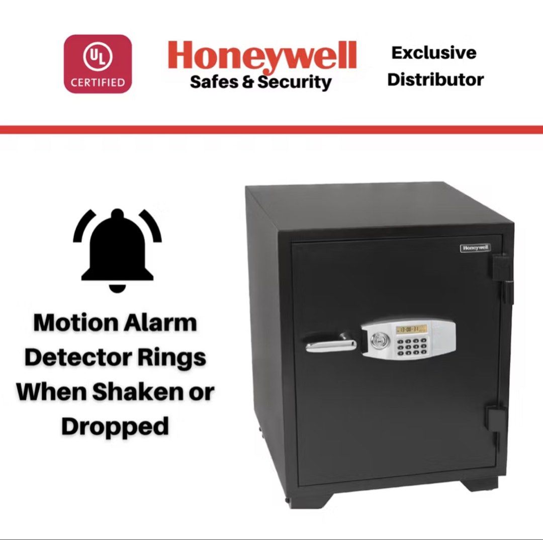Honeywell Model 2118 Digital Steel Fire & Security Safe (Category: Safe) located in Cavite. Submitted by trueluxury_boutique (Listing ID 1466777438, Image 1). Description: - Model: Honeywell Model 2118 Digital Steel Fire and Security Safe - Color: Black - Build: Heavy-duty, UL certified - Access: Digital keypad and backup key lock - Protection: 2-hour fire protection and water-resistant design - Security Feature: Built-in motion alarm triggered b