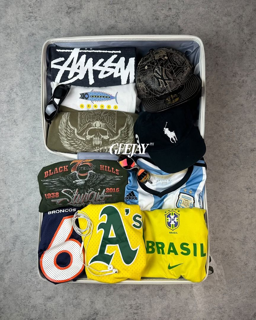 IG SHOP @geejay2ph (Category: Coats, Jackets and Outerwear) located in Batangas. Submitted by geejay2ph (Listing ID 1466872976, Image 1). Description: - Curated streetwear collection from IG shop @geejay2ph - Includes graphic tees, vintage caps, jerseys, and long sleeves - Features popular brands like Stüssy, Nike, and Harley-Davidson - Various designs, colors, and styles available - Pre-loved items in good, wearable condition.