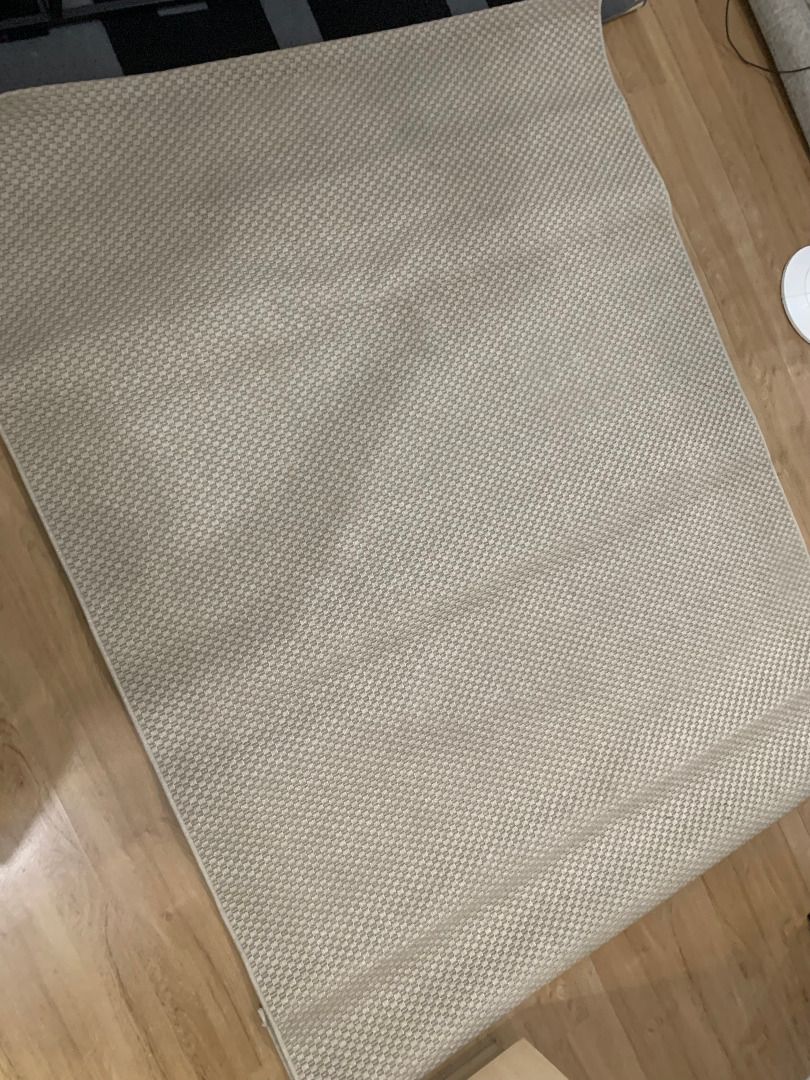 IKEA beige patterned area rug (Category: Carpets, Mats & Flooring) located in Taguig. Submitted by mrtee155 (Listing ID 1466778851, Image 1). Description: - Large area rug featuring a subtle woven geometric pattern - Versatile neutral beige and grey tones that match any living room or bedroom - Durable, textured surface that feels great underfoot - Designed to lay flat easily on hardwood floors - Clean, finished edges all around .