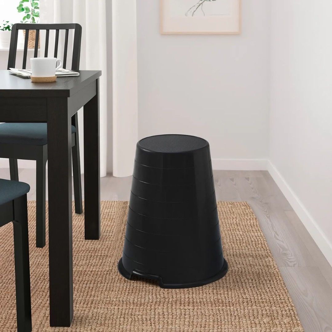 IKEA Black Step Stool Stackable (Category: Chairs) located in Kuala Lumpur. Submitted by merchants9988000 (Listing ID 1466947722, Image 3). Description: - Brand: IKEA - Color/Material: Black plastic - Design: Stackable to save floor space - Safety: Textured top surface prevents slipping - Portability: Lightweight and easy to move around - Condition: Clean with minimal wear.