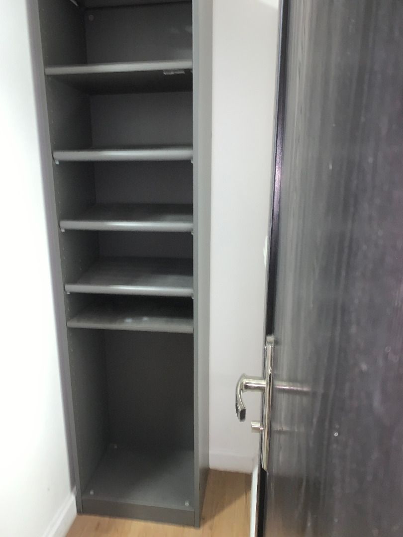IKEA Shoe Cabinet Storage Rack Shelf Unit (Category: Shelves, Cabinets & Racks) located in Taguig. Submitted by mrtee155 (Listing ID 1466810766, Image 3). Description: IKEA PAX cabinet for sale The shelves can be customized or adjusted to different levels to fit your use it can fit up to 16 shoes, you can add more shelves from IKEA mall if you wish size - 30W x 50L Tall dark grey shoe cabinet with slanted shelves, Solid build with minor wear. For