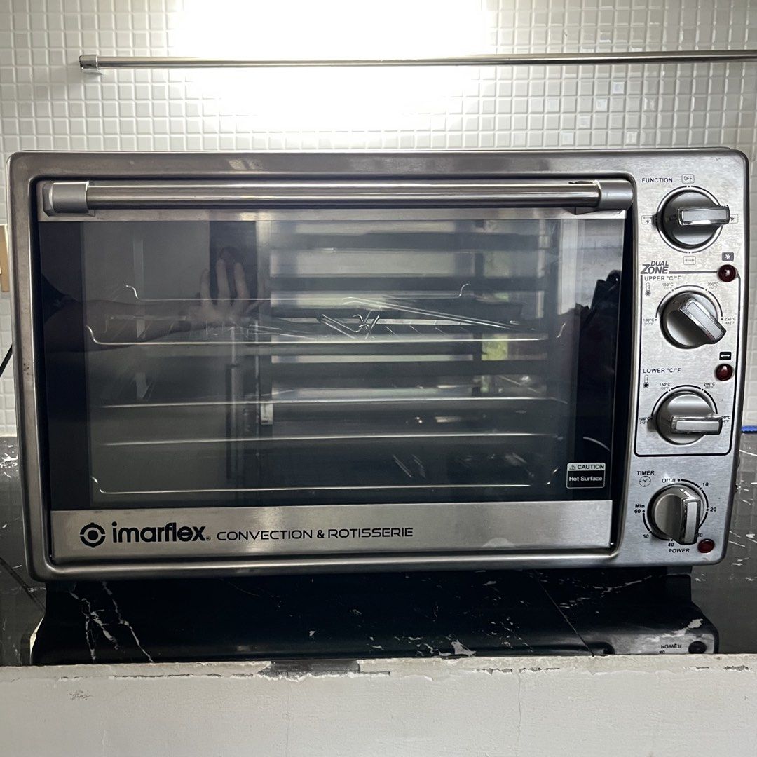 Imarflex Convection & Rotisserie Oven (Category: Ovens & Toasters) located in Quezon City. Submitted by annmalabanan (Listing ID 1466867662, Image 1). Description: Negotiable Price Dimensions: L x W x H 55 x 40 x 36 cm Issue: Few stains Location: Palmera Homes, Novaliches, QC .