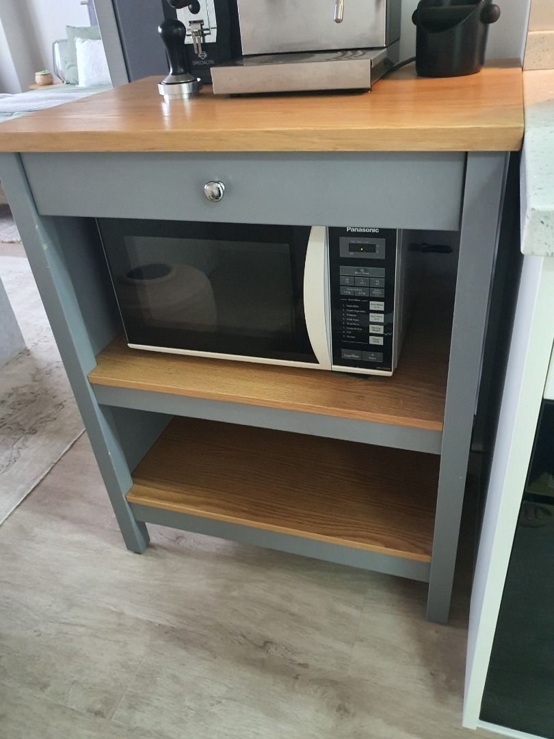 IMPORTED IKEA TORNVIKEN Kitchen island, grey/oak, 72x52 cm (Category: Tables & Sets) located in Caloocan City. Submitted by rosiehill23374 (Listing ID 1466886851, Image 3). Description: IKEA TORNVIKEN Kitchen Island – Grey/Oak Beautiful and hard-to-find IKEA TORNVIKEN kitchen island in grey with oak top. 72 × 52 cm, with generous storage, drawer and solid oak-look worktop. Imported from Australia – this size is unique to IKEA Australia and is not