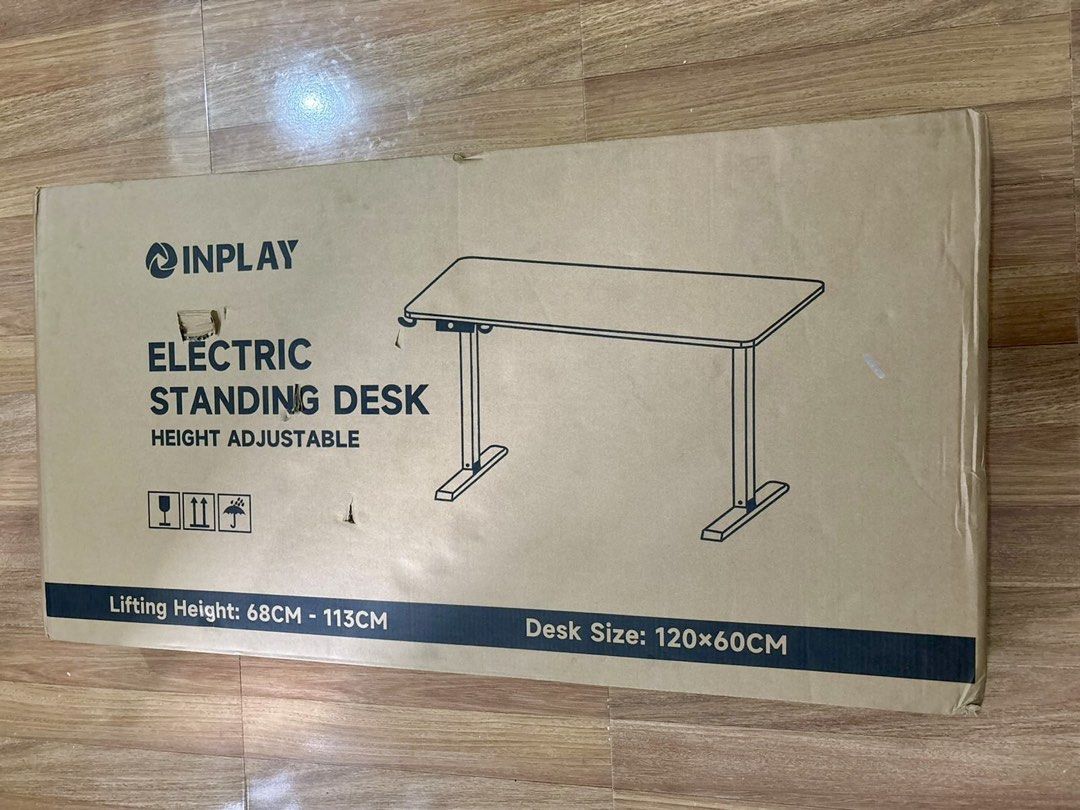 Inplay Electric/Adjustable Standing Table (Category: Office Furniture & Fixtures) located in Manila. Submitted by itsellarosell (Listing ID 1466959712, Image 2). Description: Inplay Electric Standing Desk for sale! - Months old. Kakabili lang - 120cm x 60cm - Height Range from 68cm to 113cm - Color/Finish Light wood tabletop with white metal - Sturdy - Built-in cup holder and headphone hook - With Child lock - Complete screws - Solid Whole wood (